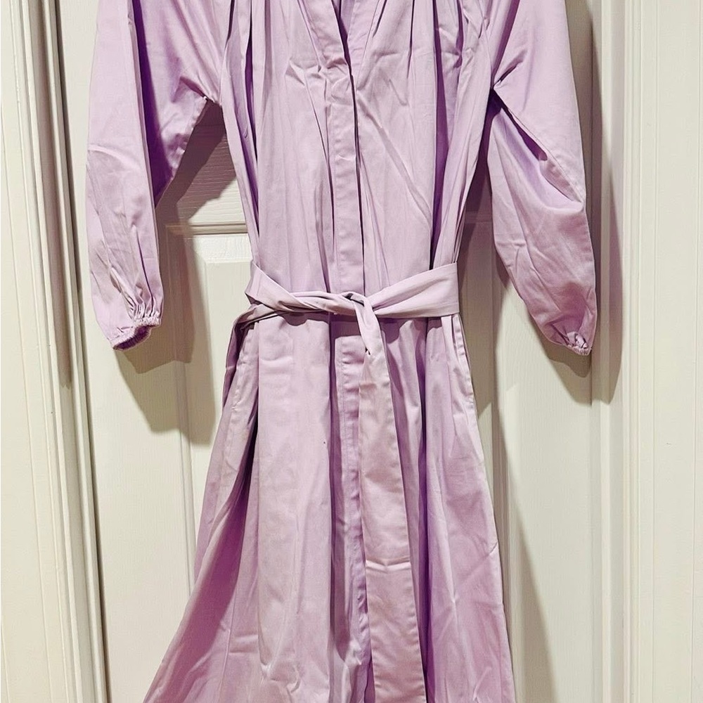 Light Lavender Belted Shirt Dress